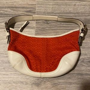 Red and White Coach Hobo Shoulder Bag